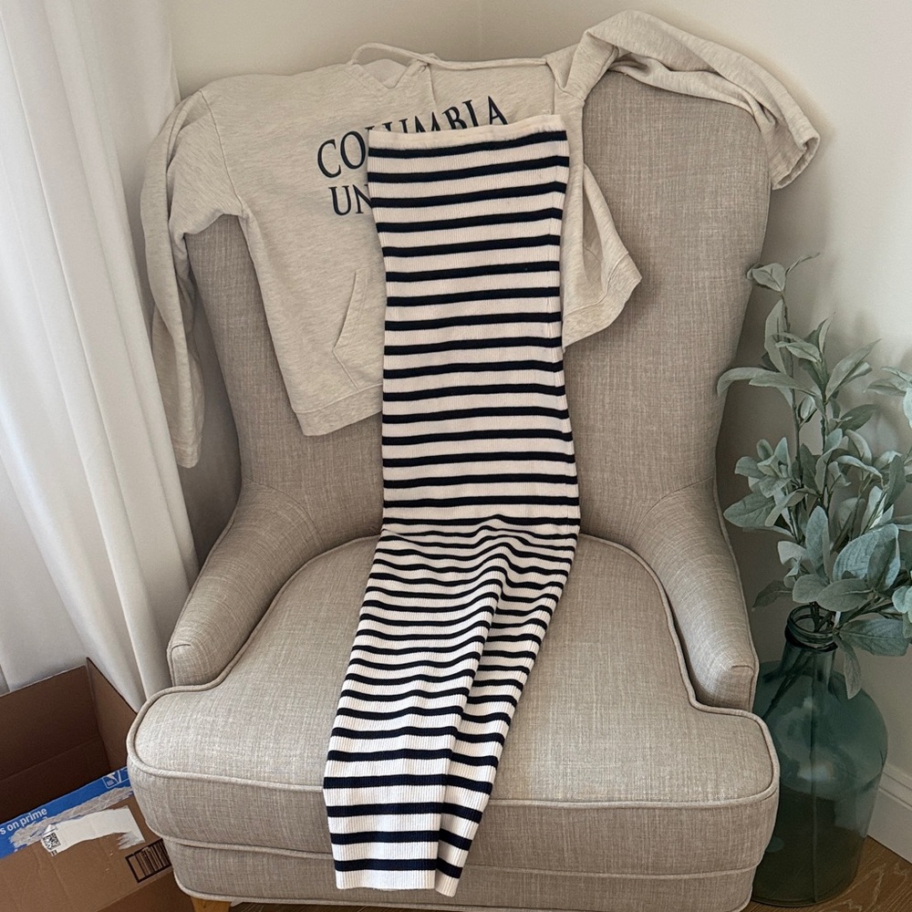 Edikted Black and White Striped Maxi Dress